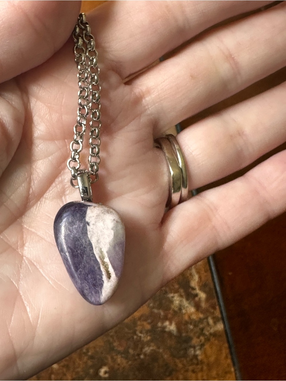 Hand Crafted Purple and White amethyst Stone Pendant Necklace - Women Jewelry